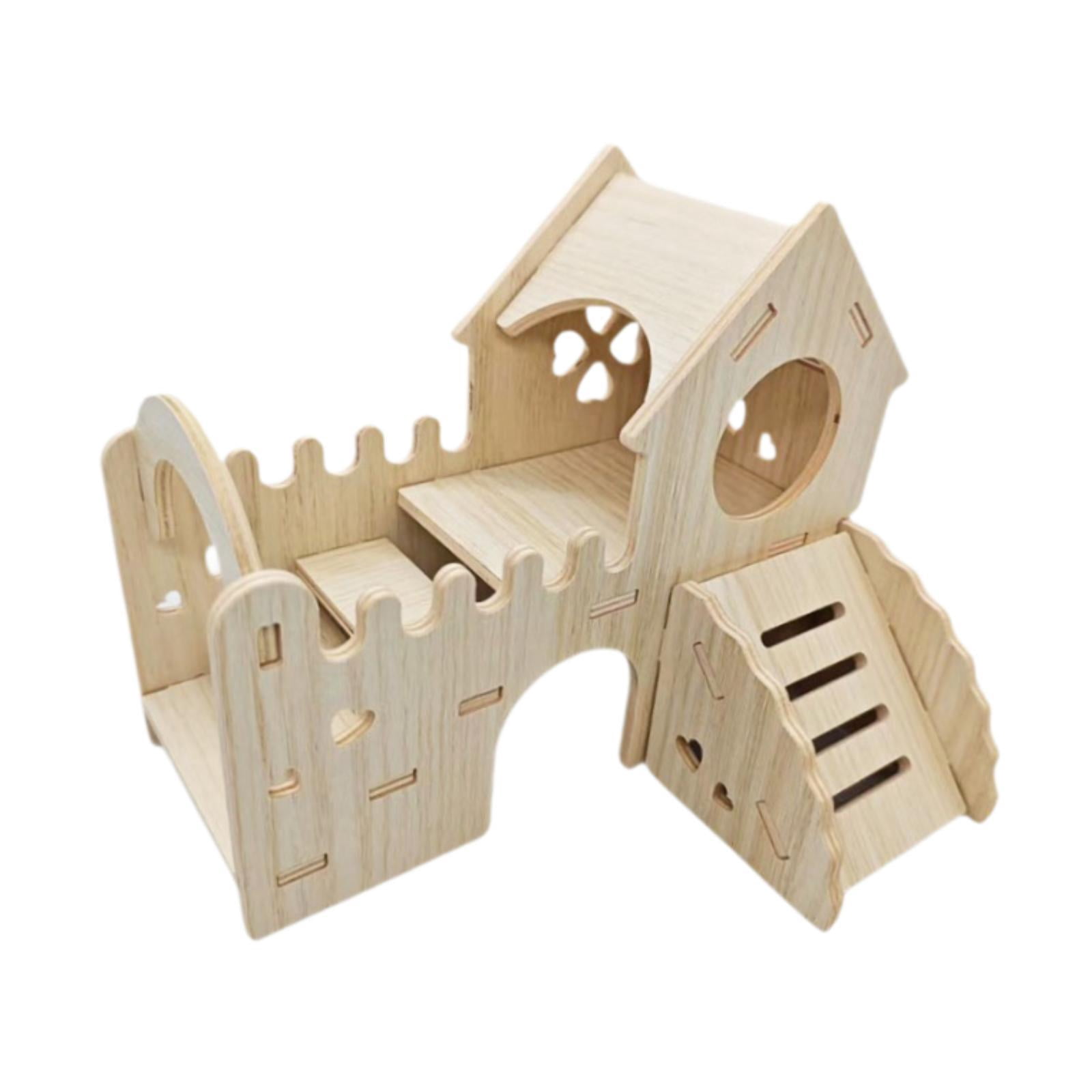 oshhni Wooden Hamster Hideout House Cage Accessories for Rat Small Animals Lemmings