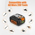 thumbnail image 5 of TenHutt 6.0Ah Replacement for Worx 20V Battery WA3520 WA3525 WA3578 WA3575 Fit for 20V Cordless Tools, 5 of 6
