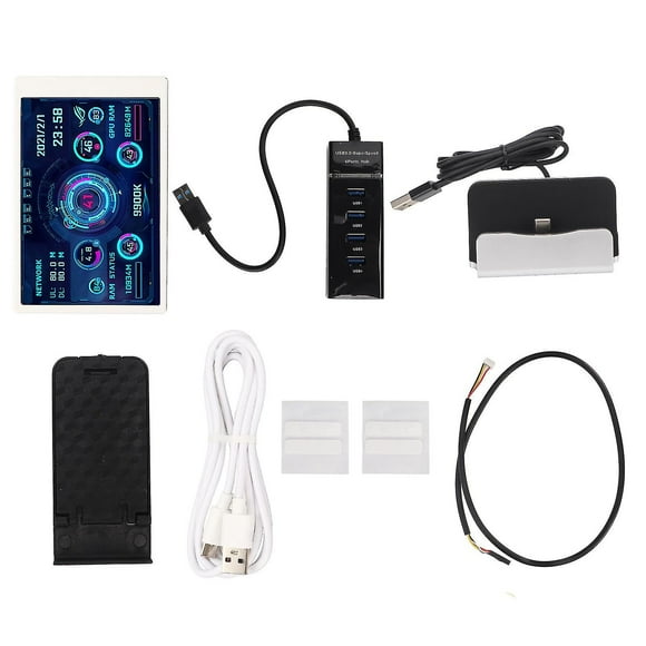 Computer Temp Monitor 3.5in Ips Full View Usb C Auto Off Rotatable Pc Cpu Data Monitor For Chassis Ram Gpu