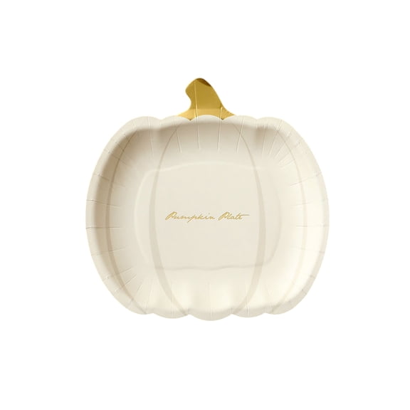 10 Pcs Disposable Pumpkin Paper Plates, Cute Pumpkin Shaped Eco Serving Tray Set for Halloween Thanksgiving Dinner, Party Favors