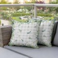 thumbnail image 4 of Eucalyptus Leaves Pillow Covers 2 Pack Green Leaf Gray White Plaid Vintage Pillowcase Waterproof Outdoor Throw Pillow Cover for Patio Garden Square Cushion 24”x24”, 4 of 9