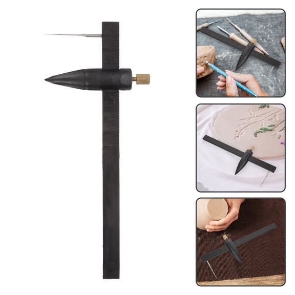 OUNONA Black Plastic Pottery Compass Cutter Durable Circle Cutter Tool for Teaching Clay Crafts 7.5 Inches