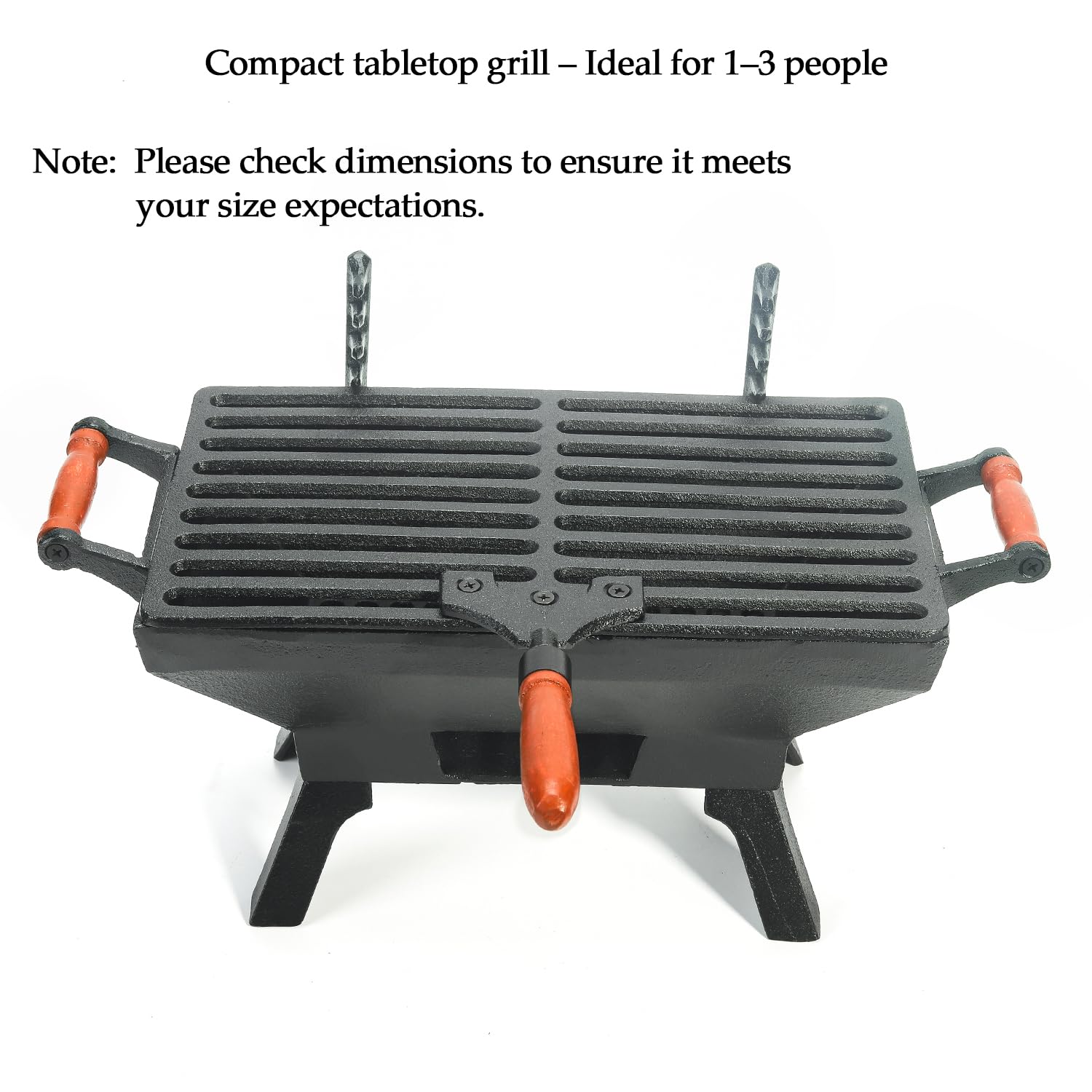 Sungmor Cast Iron Bbq Grill Tabletop Small Charcoal Stove for Heating Food, 1 Count, 31.5 x 19CM