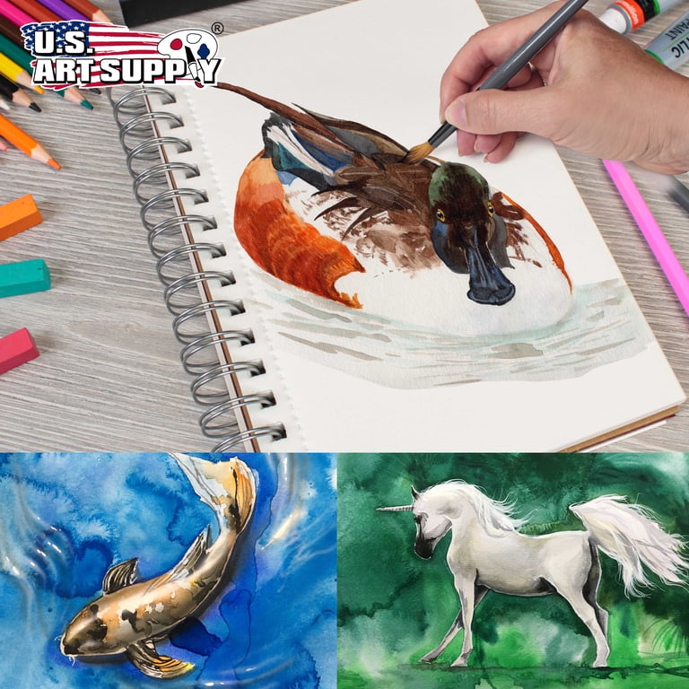 U.S. Art Supply Watercolor Paper Pad, 5.5" x 8.5", 3-Pack photo 7