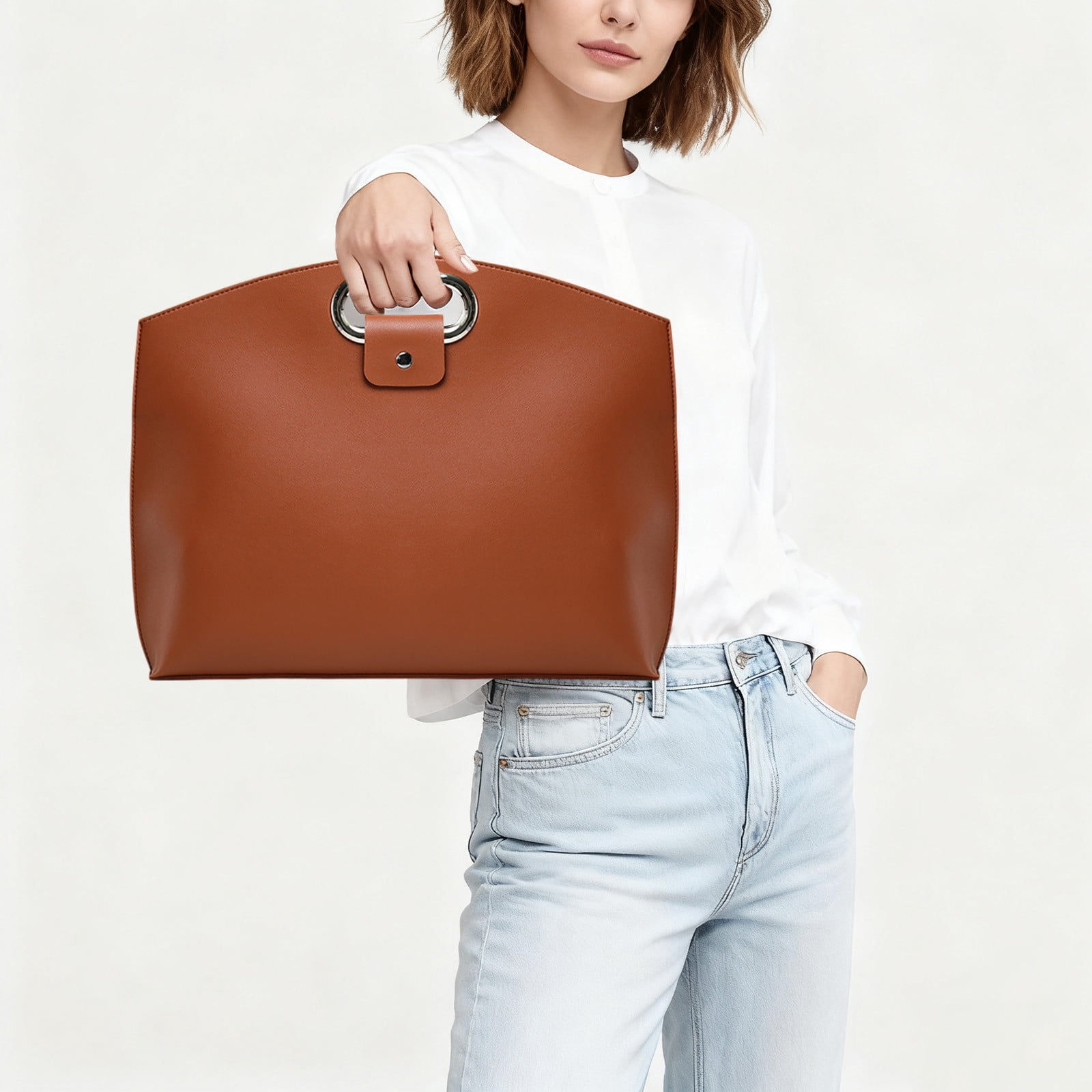 Women's Laptop Tote Bag 14-16 Inch, Waterproof Leather Briefcase for Work, Professional Bag with Padded Compartment for Laptop and Tablet