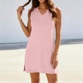 thumbnail image 2 of QIYAGBSA T Shirt Dresses for Women V Neck Sleeveless Side Slit Soft Stretch Casual Summer Soft, 2 of 8