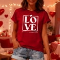 thumbnail image 4 of Enjoytime Valentine's Day Womens Shirts Lover Heart Printed Crewneck Short Sleeve Blouses Casual Funny Fashion Plus Size Womens Tops Red XXXL, 4 of 6