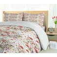 thumbnail image 5 of Ambesonne Floral Duvet Cover Sets, Spring Watercolor Style, 2-Queen, White Green and Pink, 5 of 7