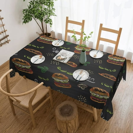 

Tablecloth Vegan Avocado Burger Table Cloth For Rectangle Tables Waterproof Resistant Picnic Table Covers For Kitchen Dining/Party(54x72in)