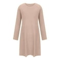 thumbnail image 4 of Solid Color Nightgowns for Women Crewneck Long Sleeve Sleepshirt Soft Comfy Dressy Pajamas Casual Sleepwear Khaki L, 4 of 4