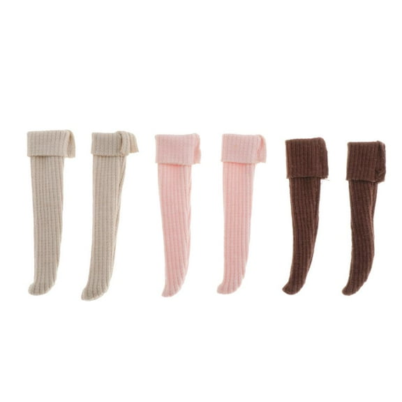 3-Pair Knee High Socks Knitted Stocking for 1/6 Blythe Dolls Accessories