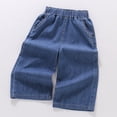 thumbnail image 4 of Weebloom Boy Baggy Jeans Denim Pants Denim Capri Pants Summer Casual Loose Fit Straight Leg Trousers For Toddler Kids Dark Blue 9-10 Years, 4 of 7