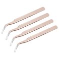 thumbnail image 1 of Unique Bargains Precision Curved Tip Tweezer Stainless Steel Multifunctional Champagne 4Pack, 1 of 5