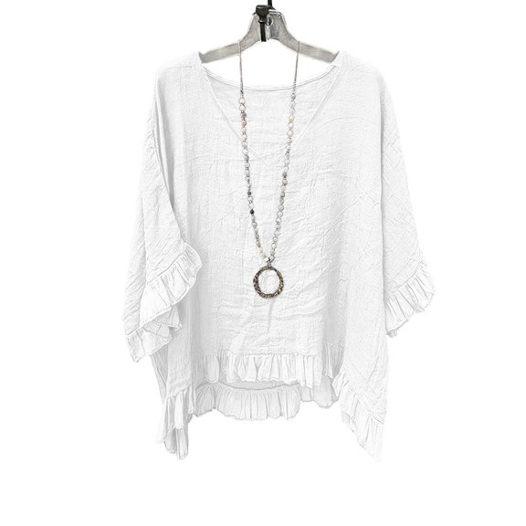 Plebaso Summer Tops for Women V Neck Ruffle Loose Blouses Short Sleeve Casual Plain Lightweight Tee Shirts