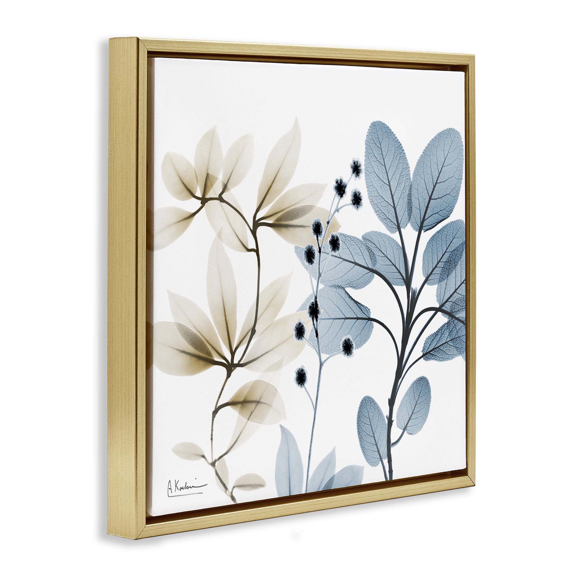 Stupell Industries Modern Herb Sprigs Botanical & Floral Painting Gold Floater Framed Canvas Art Print Wall Art, 25 x 25