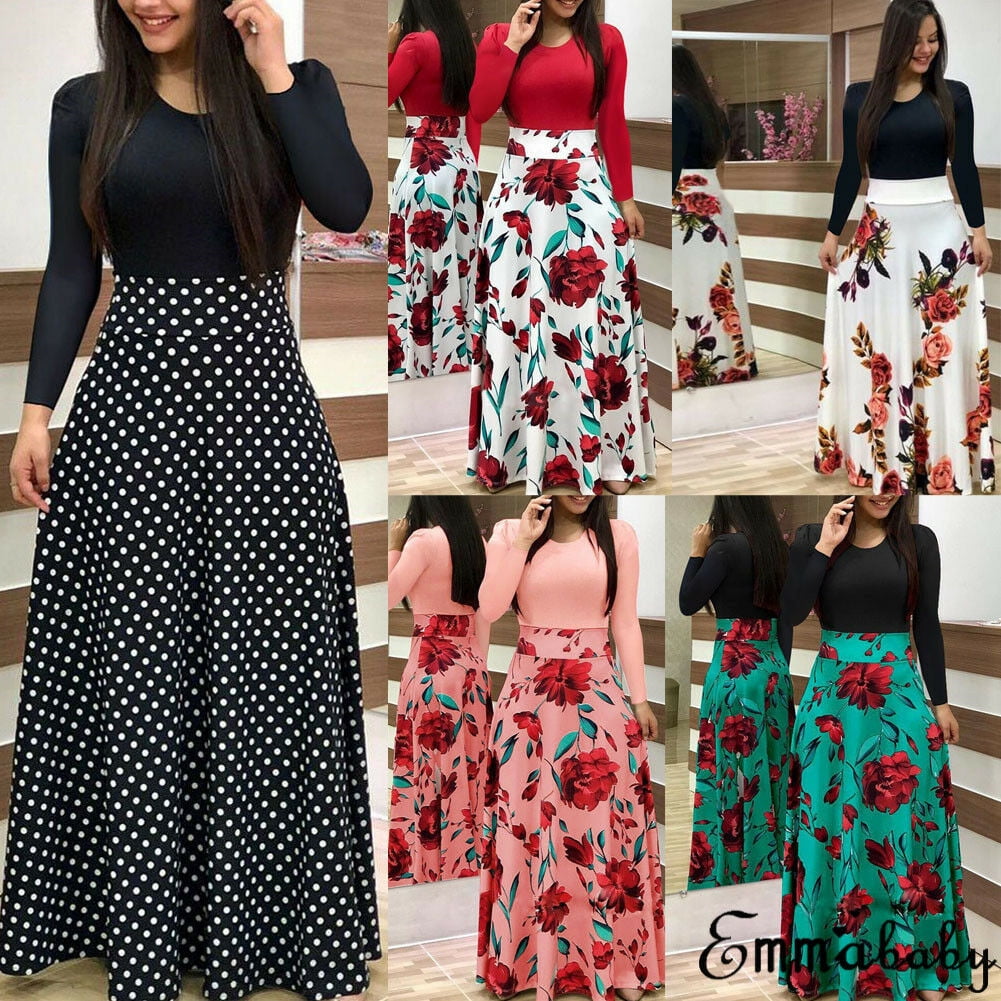 long sleeve floral boho dress