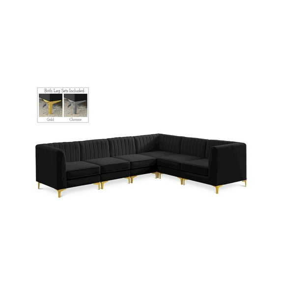 Meridian Furniture Alina Black Velvet Modular Sectional