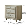 thumbnail image 3 of Simple Relax 3 Drawers Velvet Nightstand in Ivory and Camel, 3 of 5