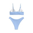 thumbnail image 5 of Women's Two Piece Swimsuit Ribbed Trim Solid Color Bikini Set for Swimming Beach Pool Summer,Sky Blue,XL, 5 of 5