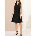 thumbnail image 5 of Allegra K Women's Solid Sleeveless V Neck Summer Midi Button Front Tie Waist Midi Dress, 5 of 6