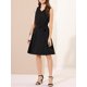 thumbnail image 5 of INSPIRE CHIC Vestido Midi de Verano Sin Mangas de Cuello en V con Botones y Cintura Ajustable Negro L, 5 of 7