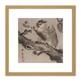 thumbnail image 1 of Kyosai Owl Mocked Small Birds Japan Painting 8X8 Inch Square Wooden Framed Wall Art Print Picture with Mount, 1 of 4