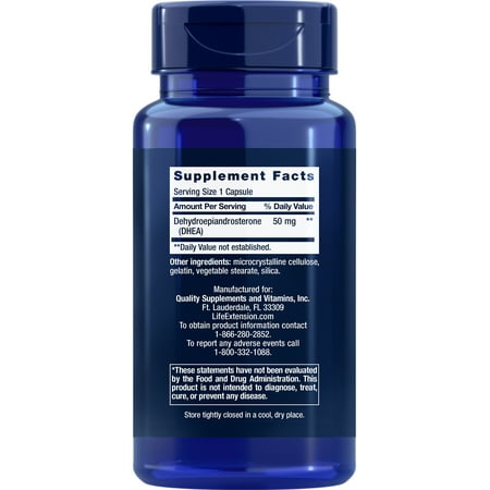 Life Extension DHEA 50 mg – Dehydroepiandrosterone – Supplement for Hormone Balance, Immune Support, Sexual Health, Bone & Cardiovascular Health, Anti-Aging & Mood Support – Gluten-Free, Non-GMO – 60