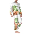 thumbnail image 2 of Susaid Cactus Gnome Print Men's Long Sleeve Pajama Set, Two-Piece Button-Down Loungewear PJs Set, Comfortable Sleepwear for Relaxation-Medium, 2 of 7