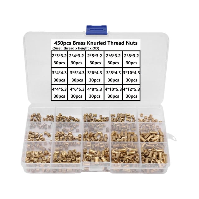 MasteelfCA 450 Pcs M2-M4 Écrou en Laiton Kit de Classification Rond (Doré)