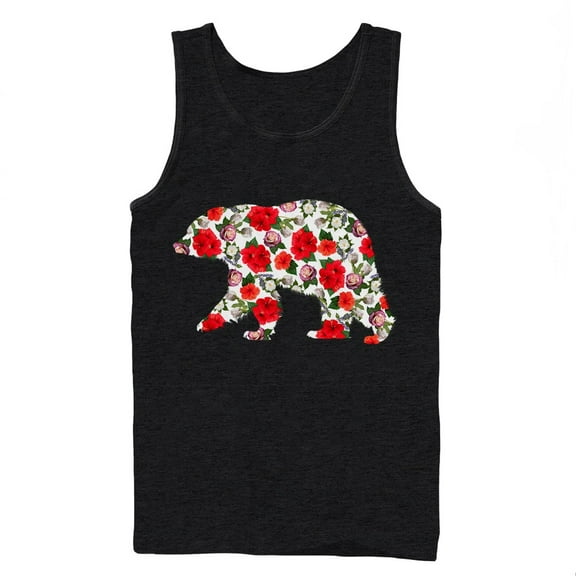 Men's Lost Gods Floral Print Bear Tank Top Black Small