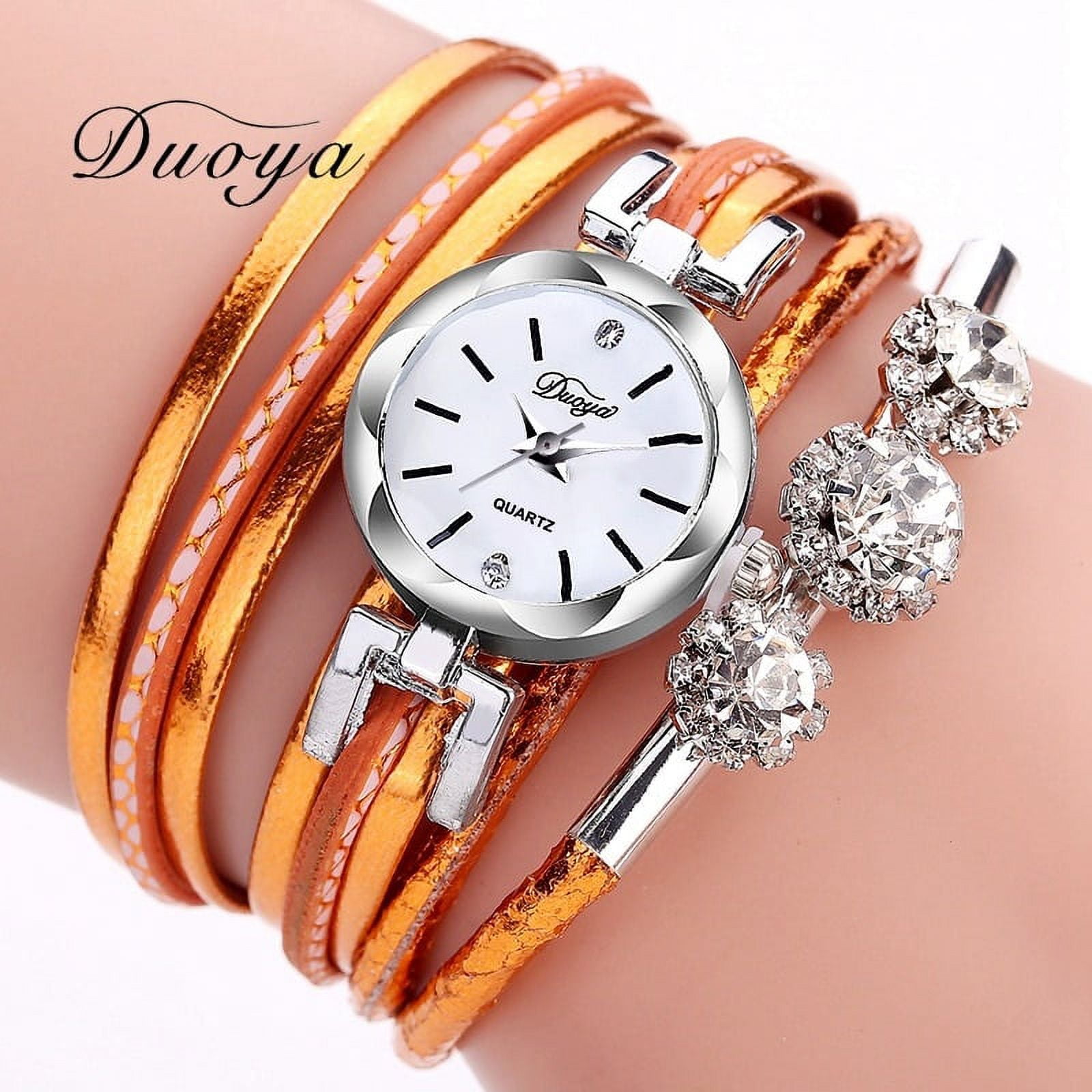 Duoya Fashion Watches Women Bracelet Leather Strap Crystal Watch Long Chain Wristwatches Jewelry Femme Gift Cool Watches (White), Women's, Size: One