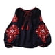 thumbnail image 1 of Blusas bordadas mexicanas para mujer Ropa Blusa bohemia para el trabajo Viajes por la calle Azul oscuro, 1 of 9
