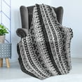 thumbnail image 4 of Prehistoric Soft Flannel Fleece Throw Blanket, Black and White Tribal Motifs Pattern Native Geometric Borders Design, Cozy Plush for Indoor and Outdoor Use, 60" x 80", Black White, by Ambesonne, 4 of 5