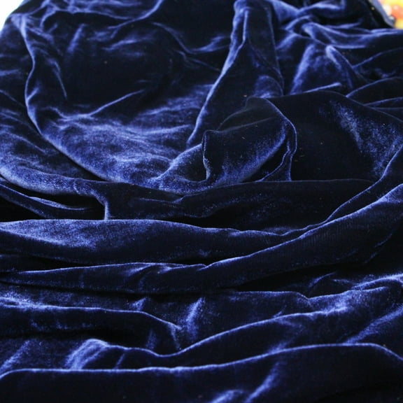 DECORATIVE SILK INC. SILK RAYON VELVET SOLID FABRIC 45” WIDE By The Yard ( NAVY )