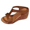thumbnail image 6 of Sandals Women Cork Wedges Heels Casual Open Toe Cutout T-Strap Slides Comfortable Footbed High Heeled Mules Summer Dress Shoes Brown Size 9.5, 6 of 7