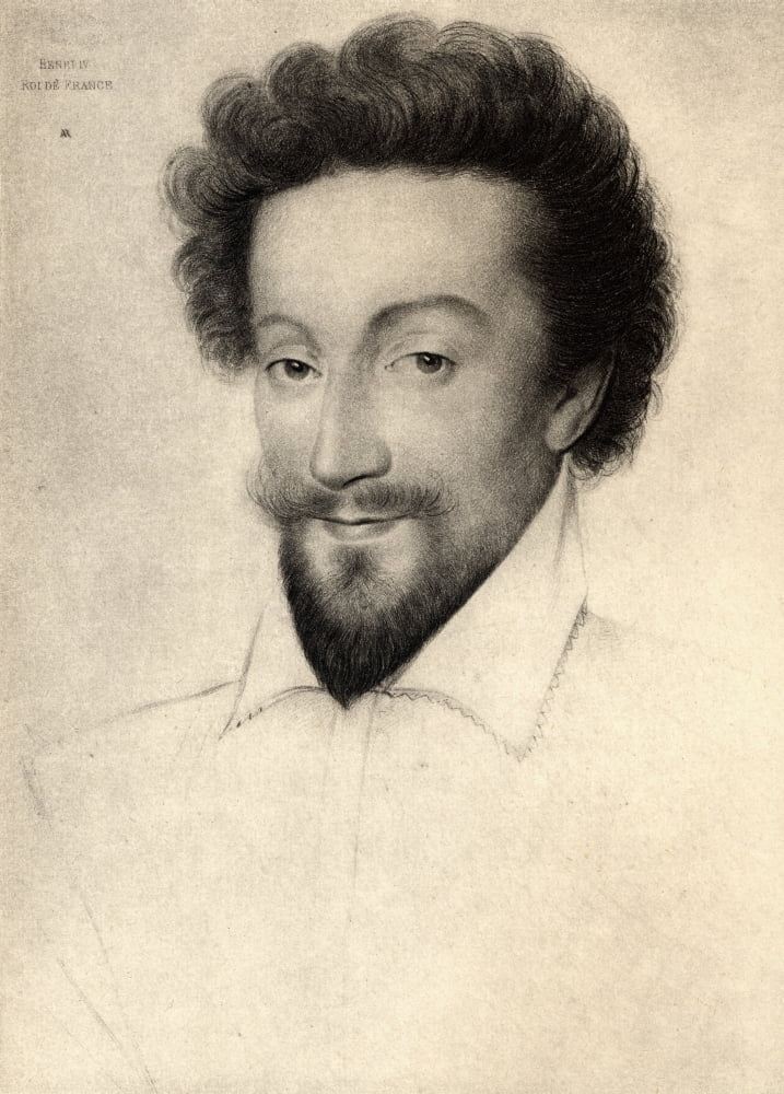Henry Iv Aka Henry Of Navarre Or Bourbon 1553-1610 King Of Navarre (As Henry Iii) 1572-89 First Bourbon King Of France 1589-1610 From An Engraving After A Drawing Attributed To Pierre Du Monstier Canv