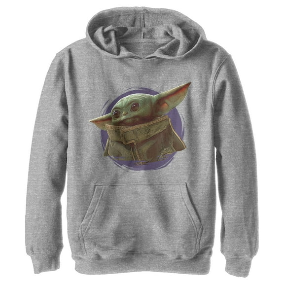 Boy's Star Wars: The Mandalorian The Child Circle Halo Pull Over Hoodie Athletic Heather X Large