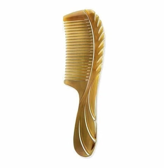 Natural Ox Horn Comb with V-Shaped Teeth – Handmade Anti-Static Detangling Comb for Hair Care, Scalp Massage & Gua Sha