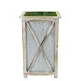 thumbnail image 5 of Large Tall Crisscross Wood/Metal Planter Pot-in-a-Pot Grey, 5 of 5