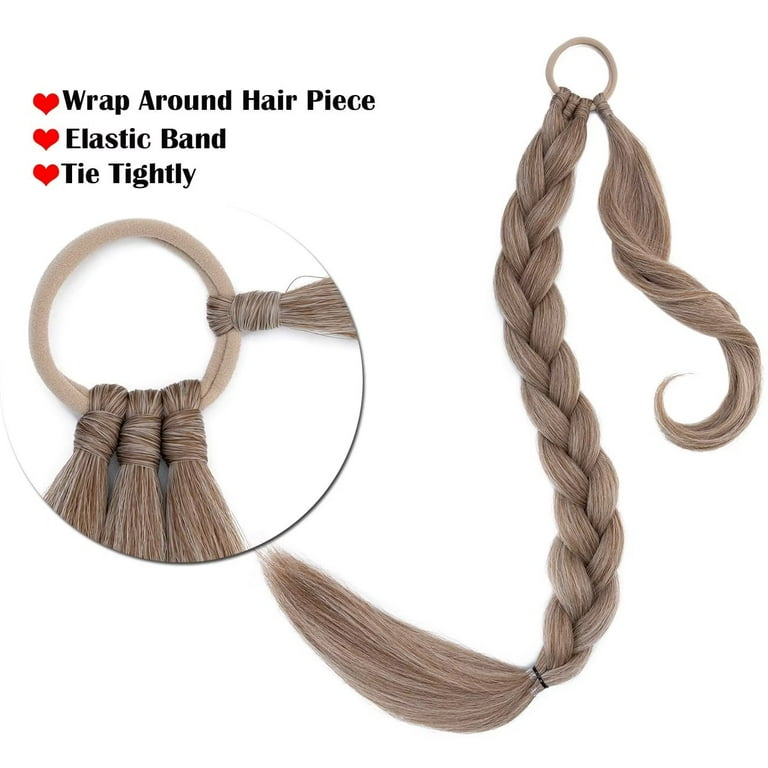 SEGO Real Long Braided Ponytail Hair Extensions as Human Straight