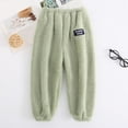thumbnail image 2 of FAOWME Girls Fuzzy Sleep Pants Elastic Waist Trousers Light Green 12-18 Months, 2 of 3