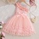 thumbnail image 2 of Vestido de Fiesta de Niñas Pendiente Hombro Mariposa Impresión Maxi con Cintura, 3D Adornado Vestido de Niño Pequeño para Vacaciones Y Ocasiones Especiales, 2 of 9