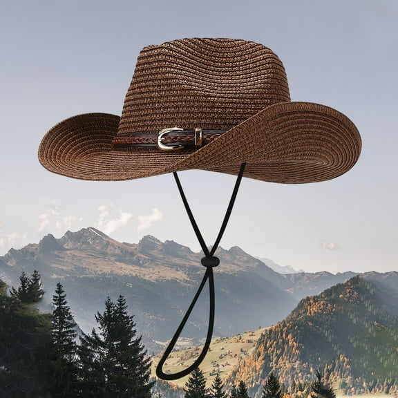 Hauaitttt Summer Cowboy Style Seaside Casual Holiday Sun Hat Panama Style Shade Bowler Hat Wide Hats for Women Hat Wide World of Hat Visor Women Summer Visors for Women Roofing Hats Wind Hat for Men