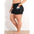 thumbnail image 3 of Sociala Womens Solid Swim Bottoms Plus Size High Waisted Boardshorts Sporty Swim Shorts with Pockets, 3 of 7