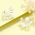 thumbnail image 2 of Sterling Silver Graduated Cultured Pearl Huggie Jacket Earrings, 2 of 5