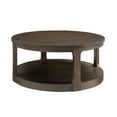thumbnail image 3 of 40inch Large Curved Wooden Coffee Table. 2 Tier, Traditional Round. With Wheels. Ideal for Living Room, Office, Apartment. Adds elegance and convenience, 3 of 9