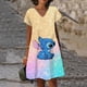 thumbnail image 3 of Vestido de verano para mujer con estampado 3D de Lilo y Stitch de Disney, cuello en V, elegante, informal, hasta la rodilla, estampado hawaiano para playa, nuevo, 3 of 5