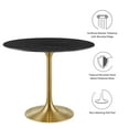 thumbnail image 6 of Modway Lippa 36" Round Artificial Marble Dining Table in Gold Black, 6 of 7