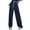 Navy, variant on Women's Drawstring Double High Waist Solid Color Wide Leg Pants Womens Casual Dress Pants with Pockets Cute Sweatpants for Women Peg Pants with Tie Womens plus Size Sweatpants Big And Tall Beach Pants
