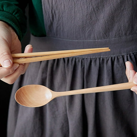 unbranded  Wooden Chopsticks and Spoon Set Spoons Lunch Serving Utensils Child